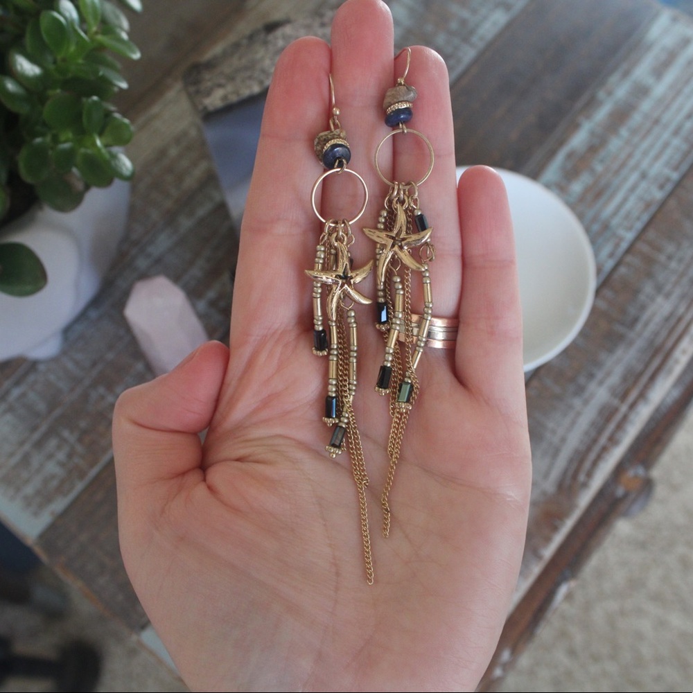Gold Tone Starfish Earrings